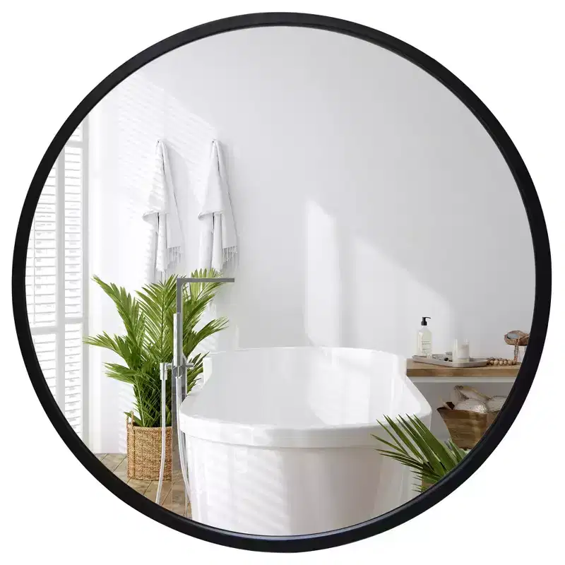 Americanflat 32 Round Mirror - Black - Premium Home Decor Style - Shatter-Resistant Glass - Elegant Modern Design - Durable Construction - Modern