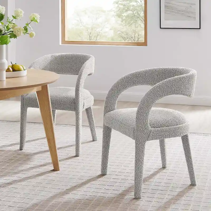 Pinnacle Boucle Upholstered Dining Chair Set of Two