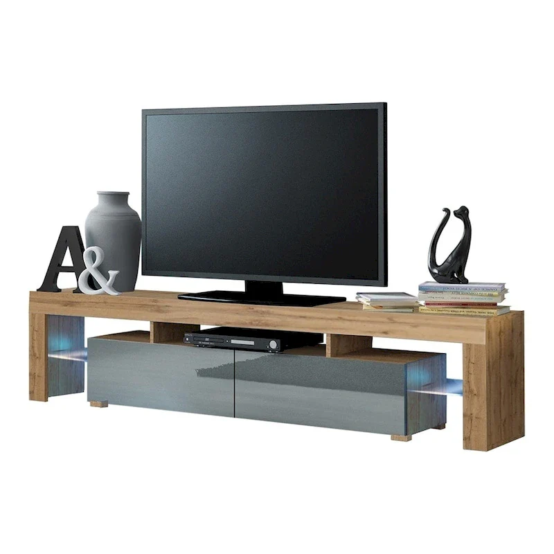 White 79-Inch TV Stand with LED Lights