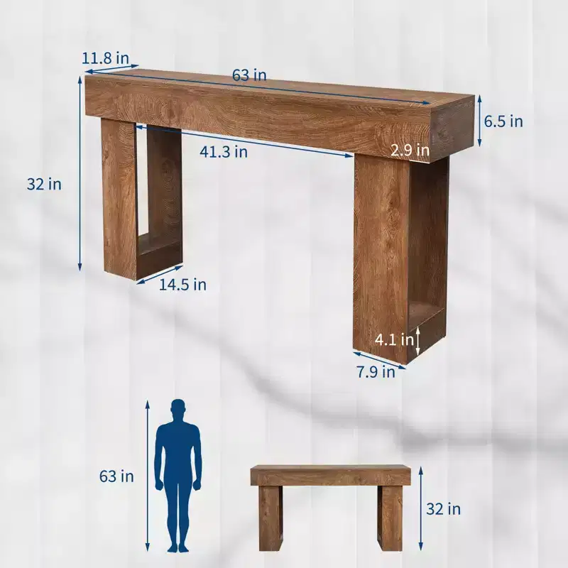COZONY 63 Farmhouse Console Table for Entryway, Wooden Sofa Table for Living Room, Rustic Natural Finish