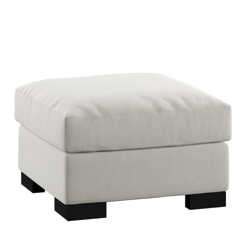 Lionel White Cotton Fabric Down-Filled Ottoman by iNSPIRE Q Artisan