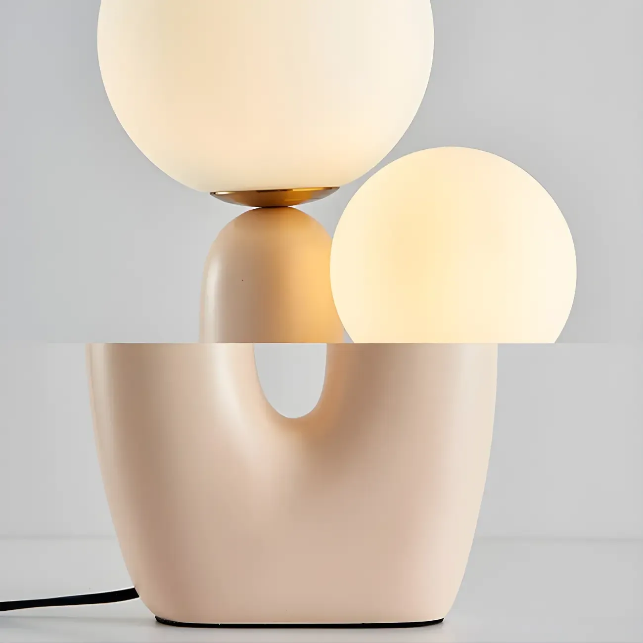 Pink Resin Cactus Globe Glass Table Lamp