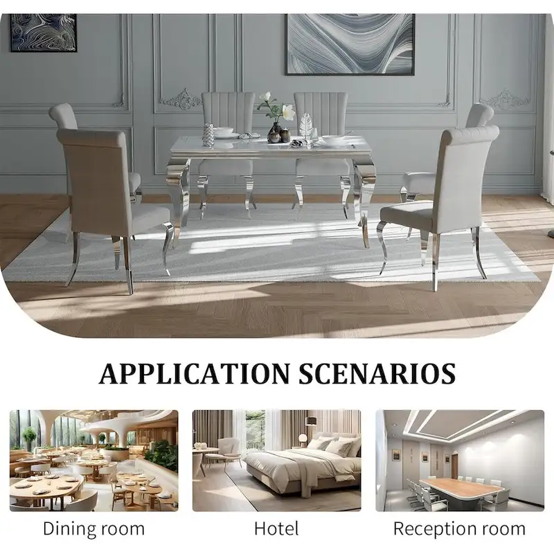 Mid Century Modern Glass Dining Table with Metal Cabriole Legs