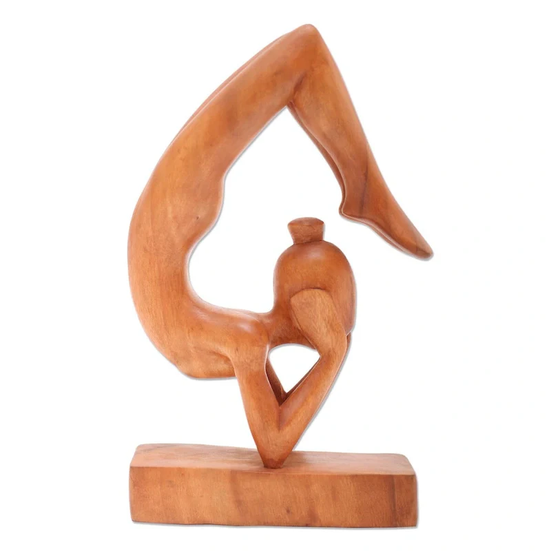 Novica Handmade Sayanasana Pose Wood Sculpture