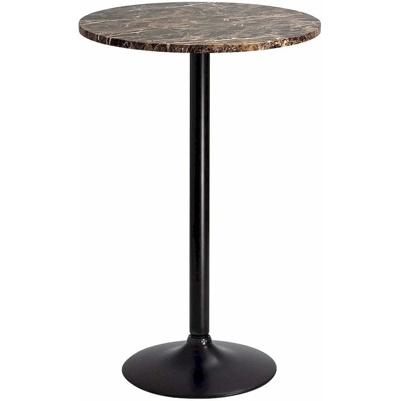 Homall Bistro Pub Table Round Bar Height Cocktail Table Metal Base MDF Top Obsidian Table with Black Leg 23.8inch Top - N/A