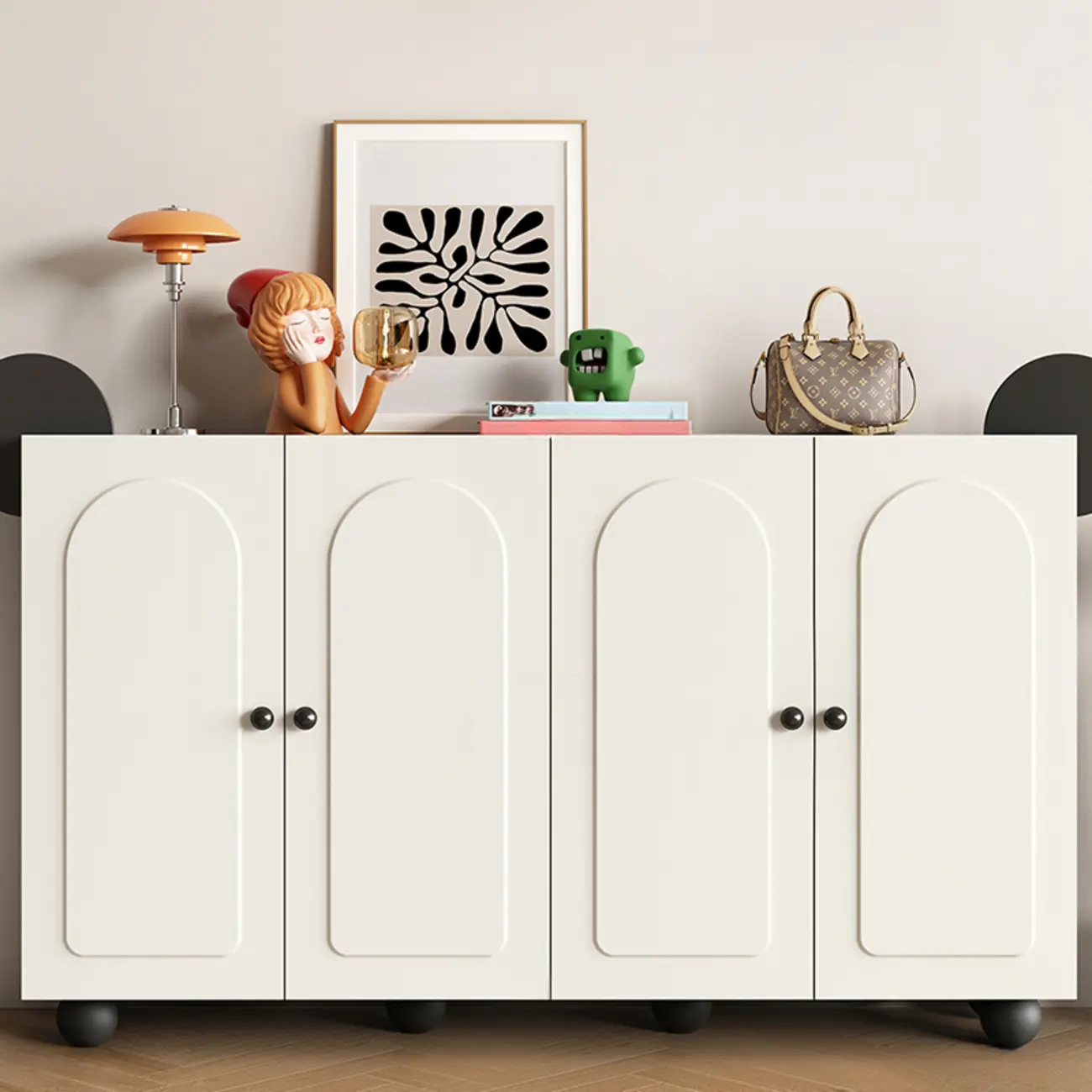 Black Metal Shoe Cabinet with Adjustable Shelves