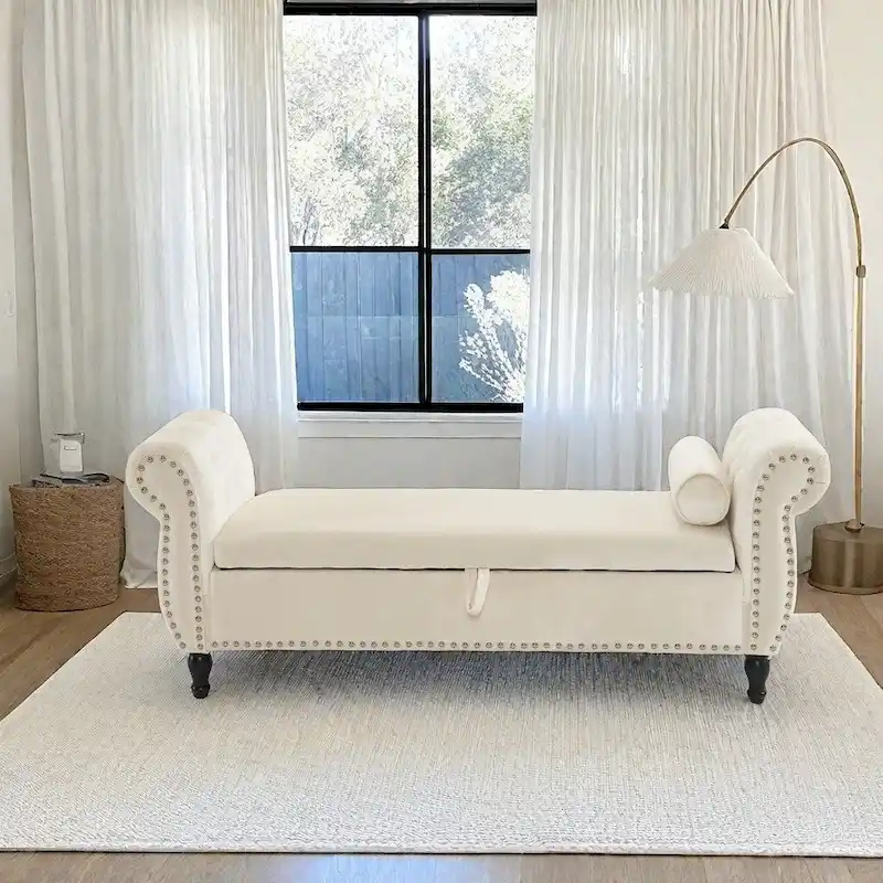 Xanthia Traditional Velvet Multifuntional Storage Ottoman Bench with Pillow by Christopher Knight Home