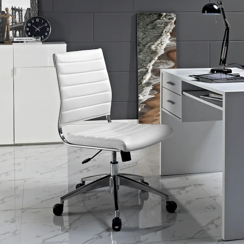 Mid-Back Office Chair with Padded Seat and Vinyl Backrest