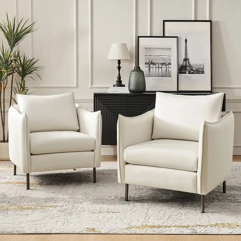 Anti-Scratch Fabric Accent Chair, Modern Style, Set of 2