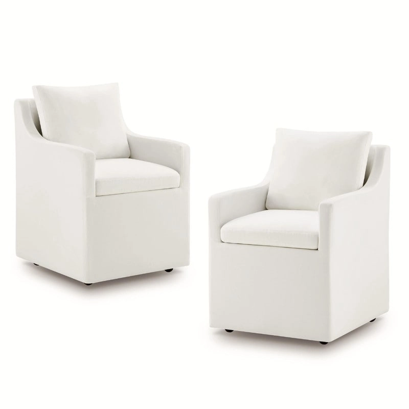 Bentley Modern Mobile Dining Arm Chairs with Casters & Storage