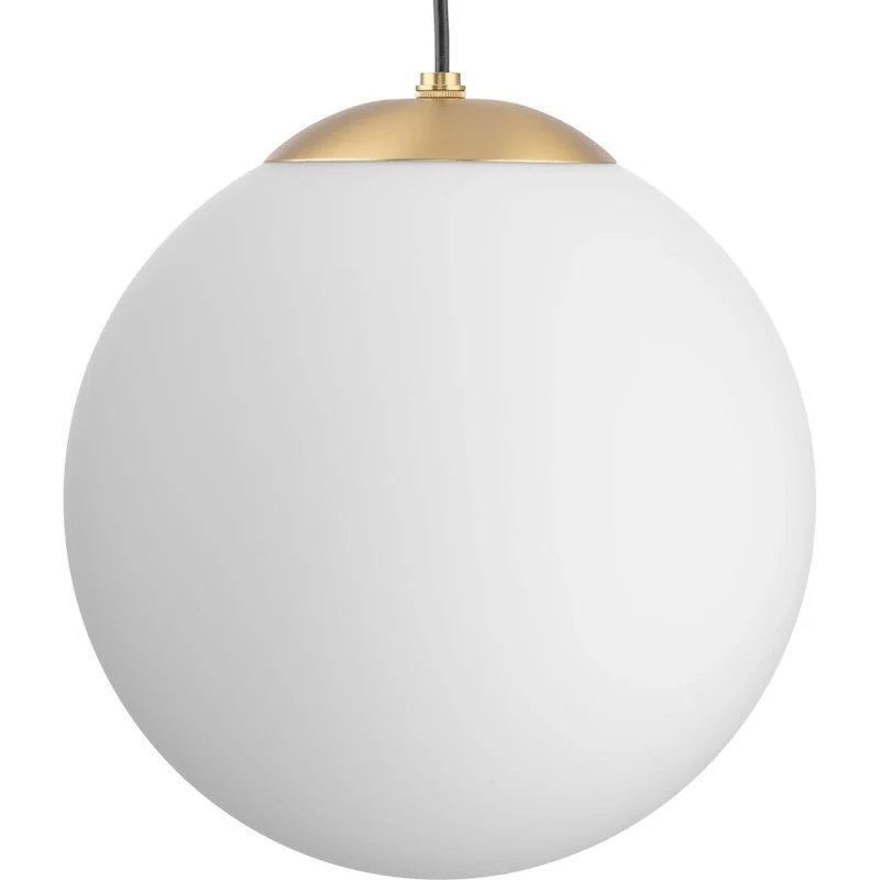 Atwell Collection Brushed Bronze and Opal Glass Globe Large Hanging Pendant Light - 12 in x 12 in x 12.5 in