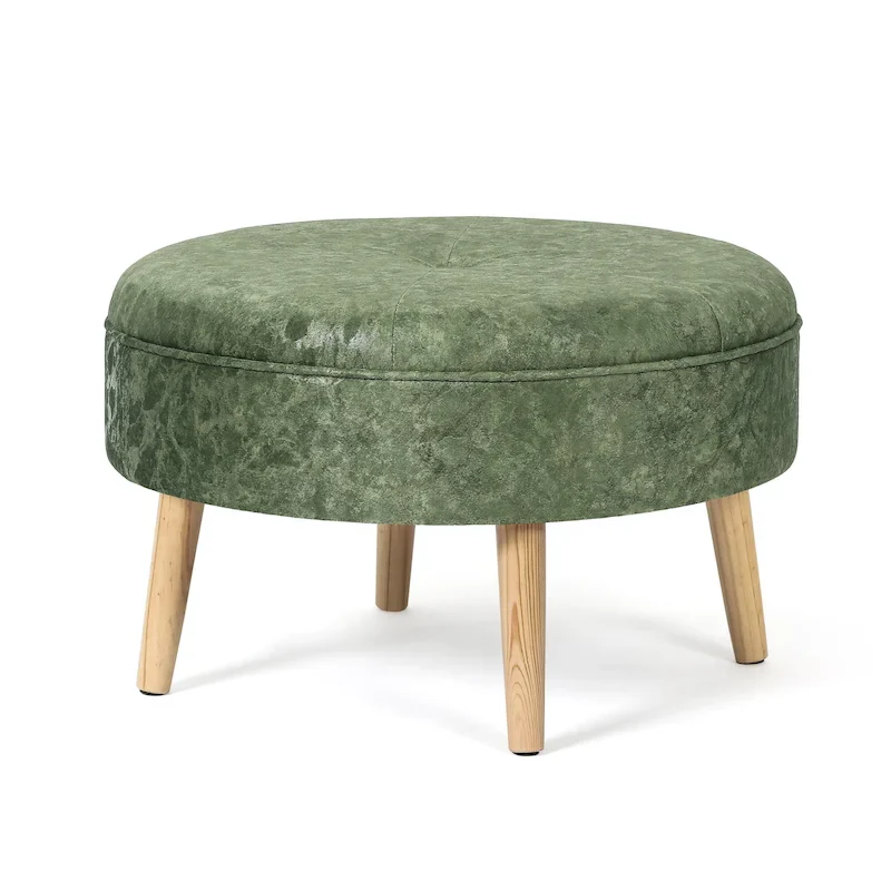 Adeco Carrington Juttersbo Round Tufted Fabric Ottoman