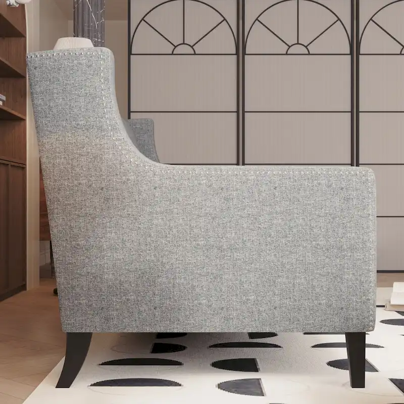 Grey 78.75 Polyester 3-Seater Sofa with Tufted Back and Cushions