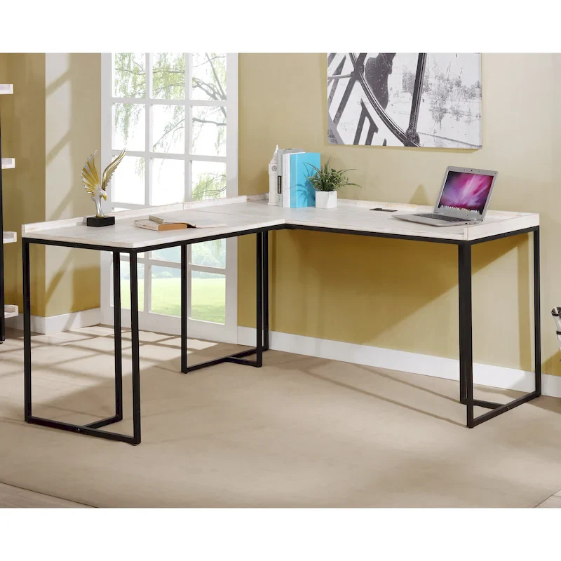 Magnus Industrial 59-inch Metal L-Shape Computer Desk with USB by Furniture of America