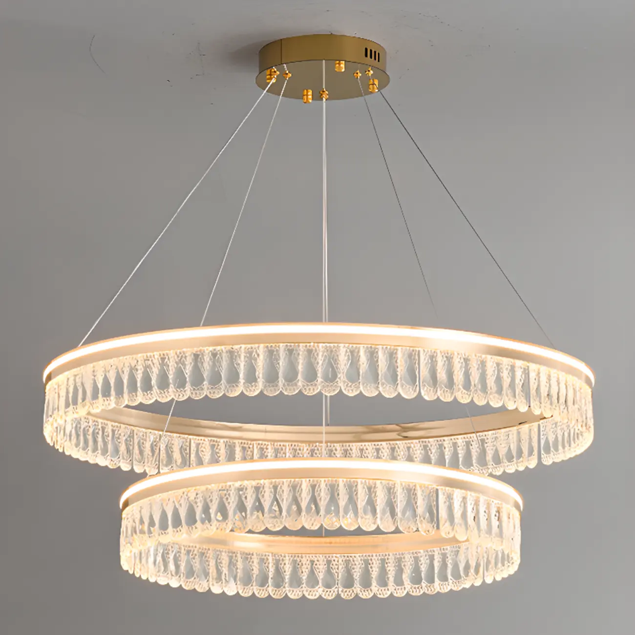 Dimmable Circle Gold Crystal Modern LED Chandeliers