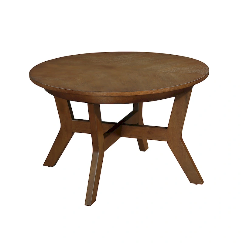 Farmhouse Wood Round Coffee Table with 4 Soild Wood Legs