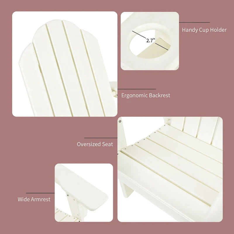 Costway 2PCS Patio Adirondack Chair Side Table Set Weather Resistant