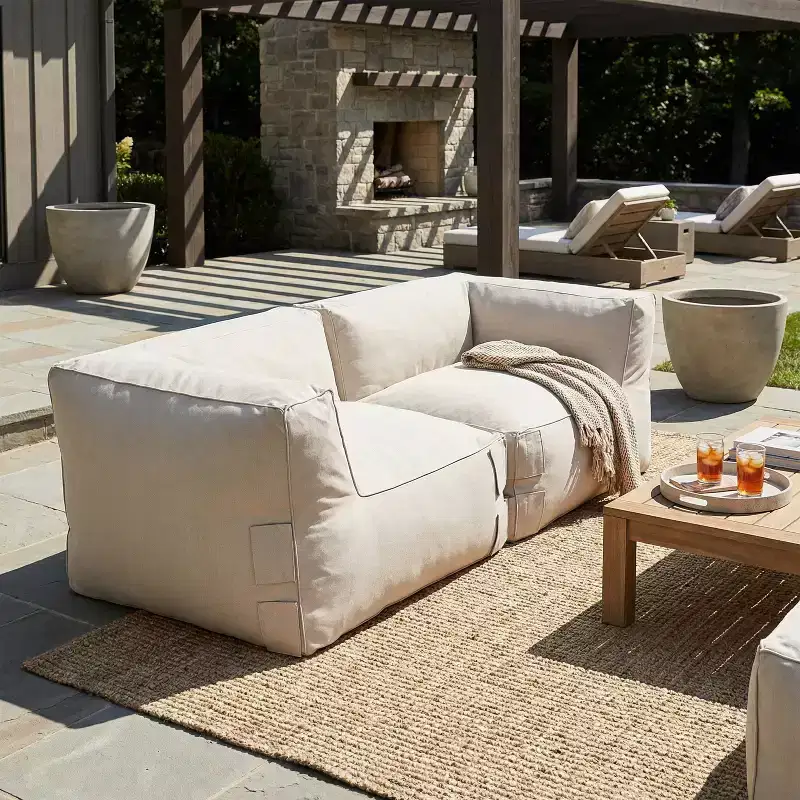 Christopher Knight Home Graziella Modern Patio Olefin Bean Bag Sofa Corner (Set of 2)
