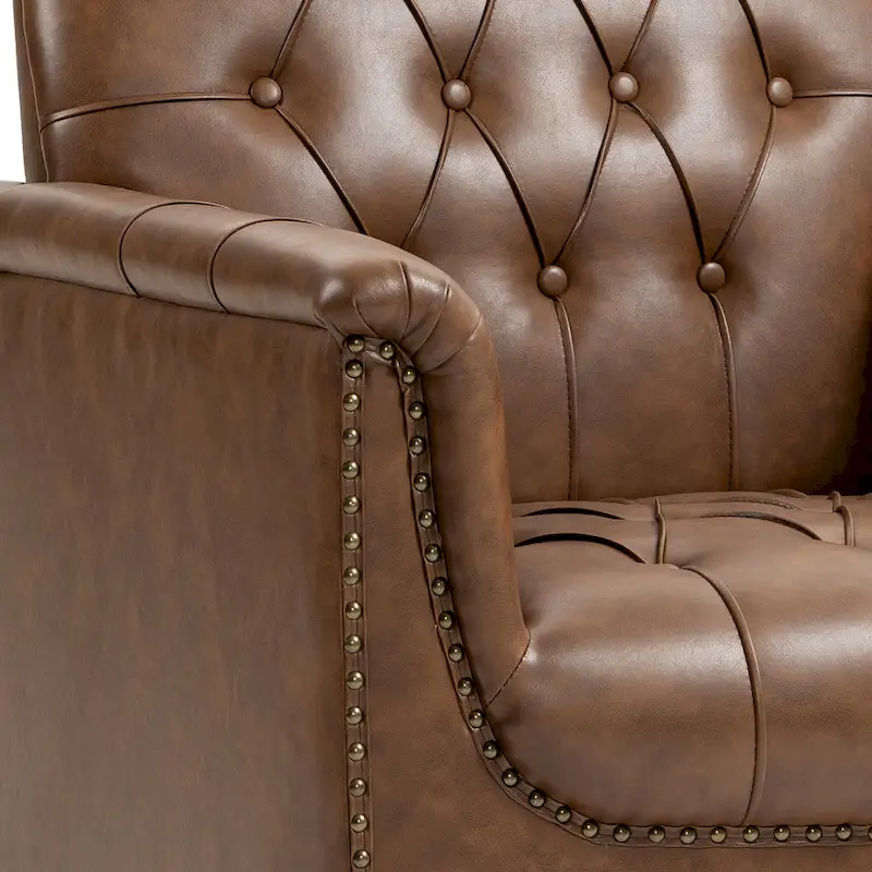 Tufted Vegan Leather Accent Chair Upholstered Armchair