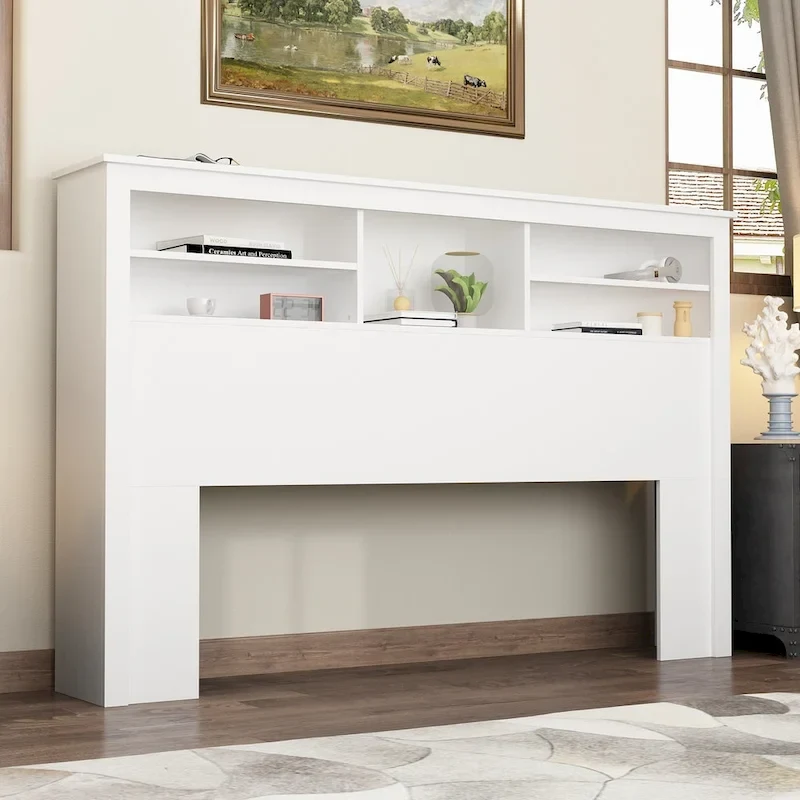 65 W Timechee Wooden Bookcase Headboard With Light