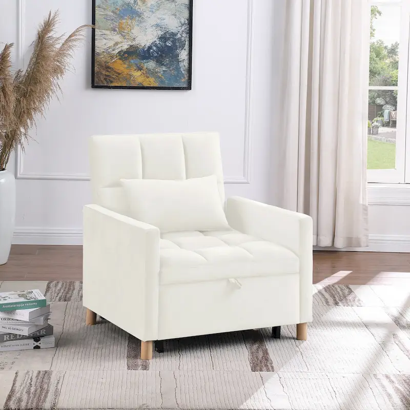 Convertible Sofa Chair Bed, 3-in-1 Adjustable Recliner, Single