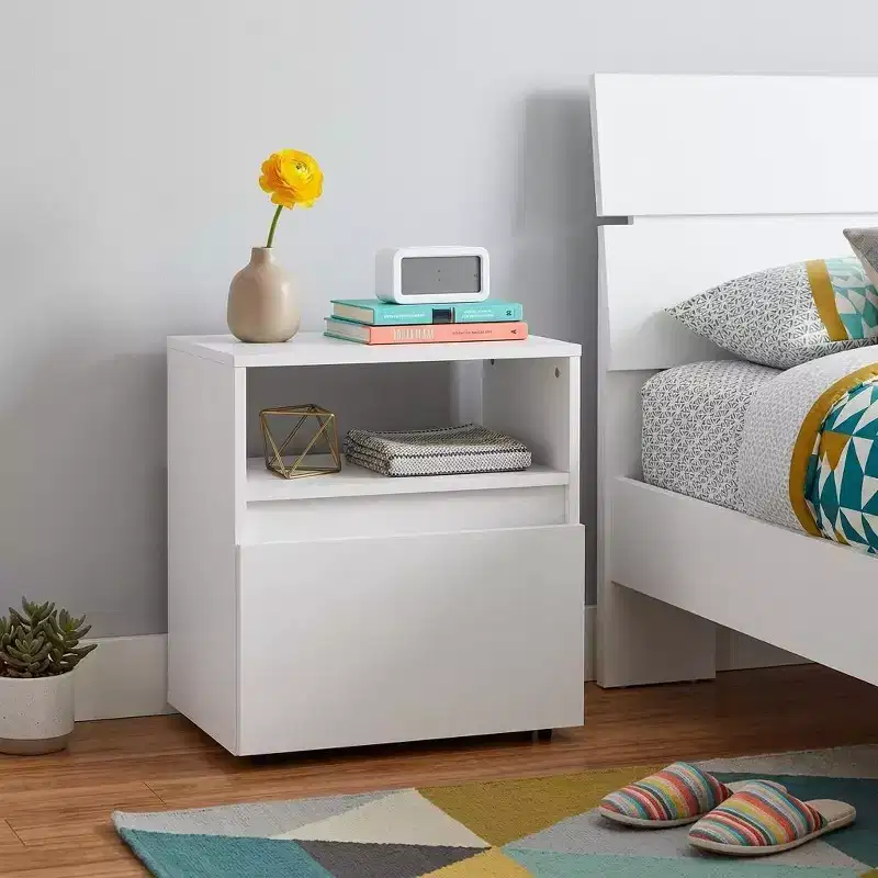 HomeRoots 21 White Wood One Drawer Nightstand