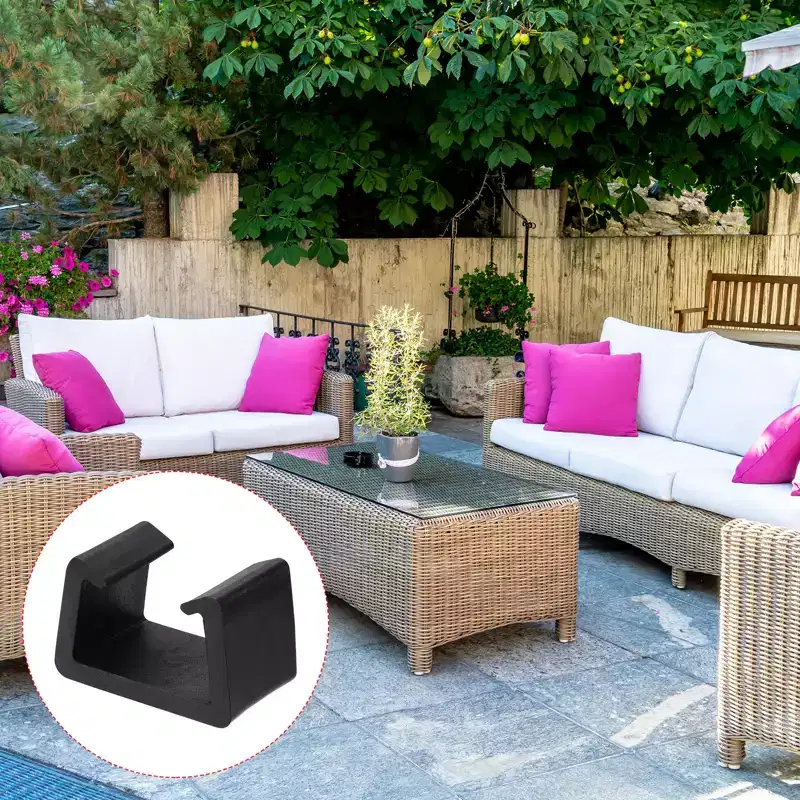 Unique Bargains Outdoor Wicker Fixed Connection Chair Fasteners Furniture Clip Black