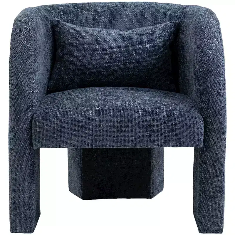 Grey / Navy Chenille Fabric Accent Chair with Arms – Seats 1