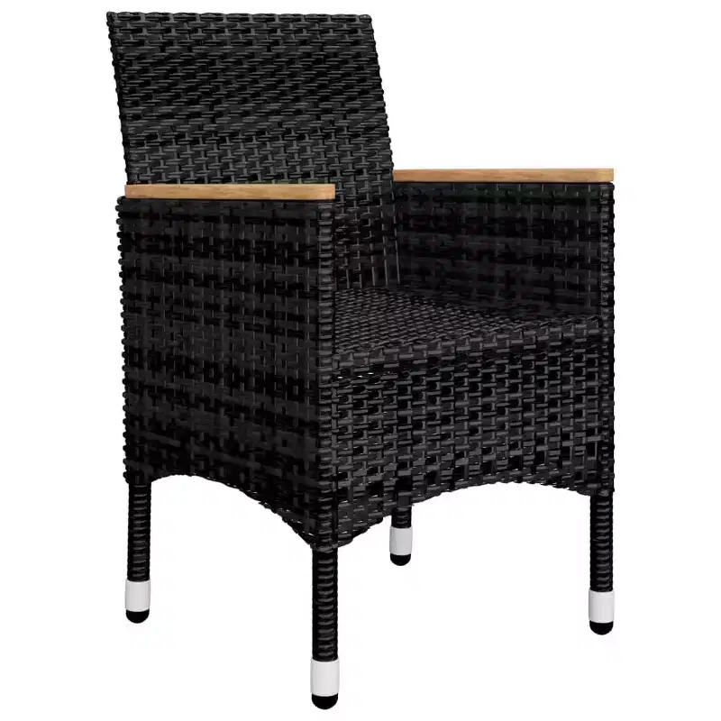 vidaXL Bistro Set Patio Table and Chair Set Poly Rattan and Tempered Glass