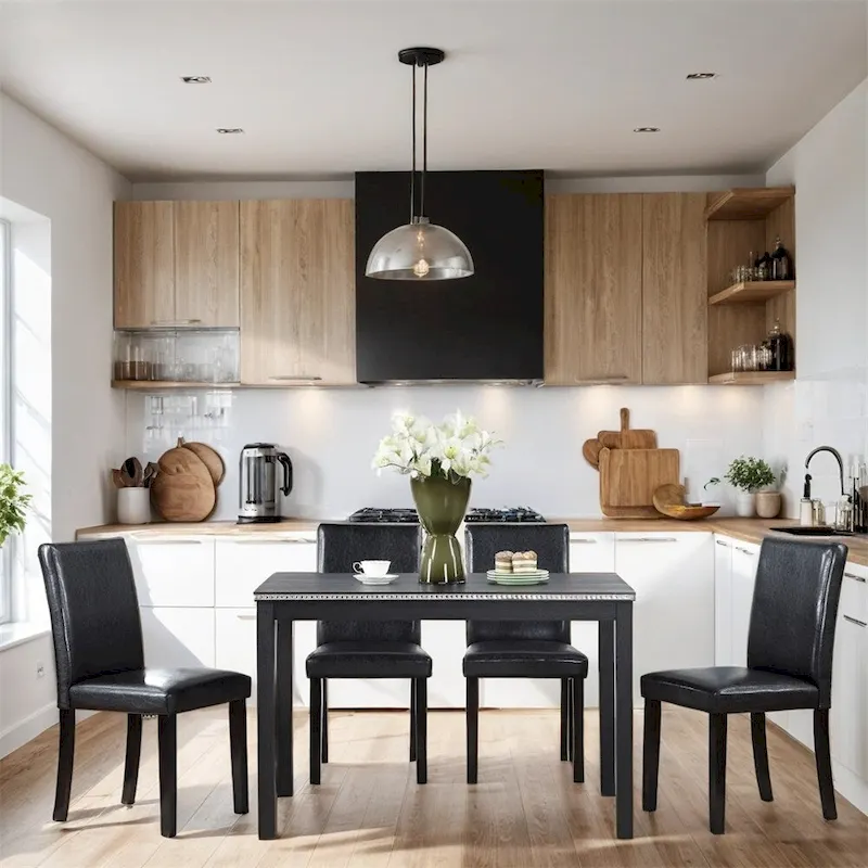 5-piece Wood Dining Counter Height Table and Chair Set