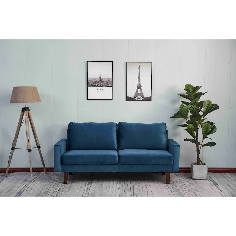 Velvet Square Arm Sofa