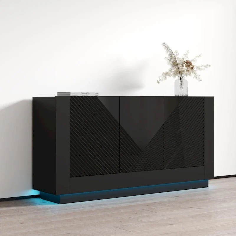 White / Black | High Gloss Sideboard | 1-Person Assembly