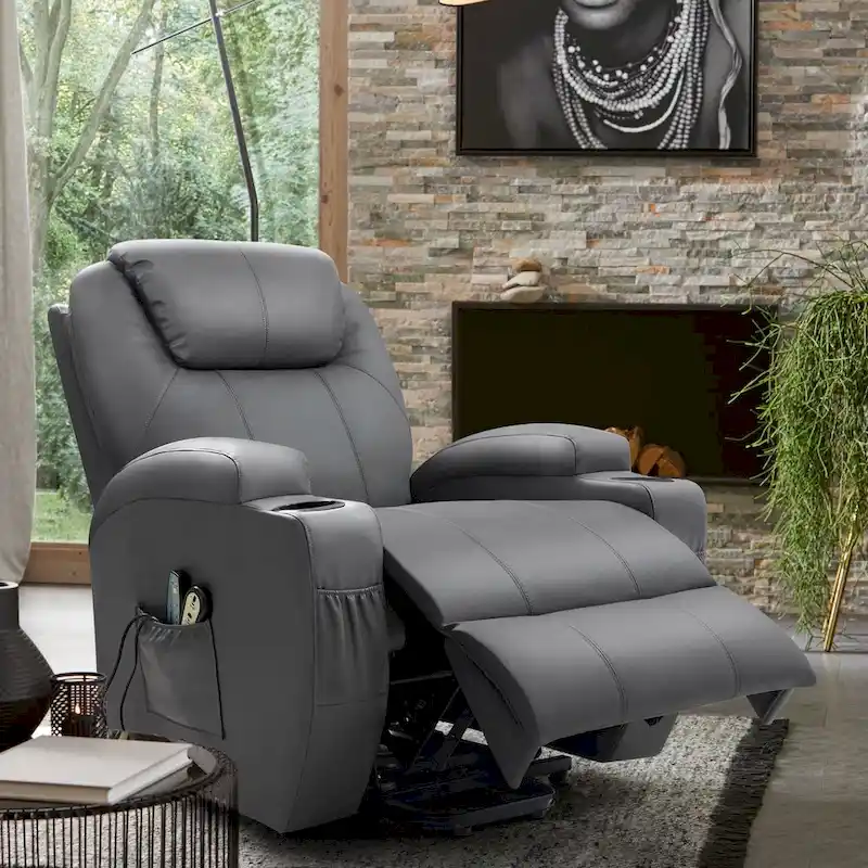 Faux Leather Power Lift Recliner Chair with Massage