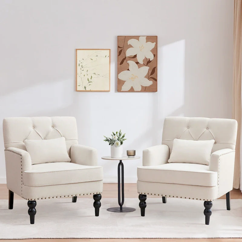 Upholstered Accent Chair with Lumbar Pillow - Single Seat