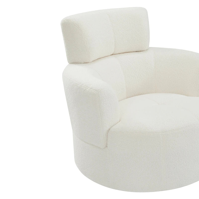 Polyester Barrel Swivel Chair with 360 Rotation, and Adjustable Headrest & Berber Fleece Upholstery - 320lb Capacity
