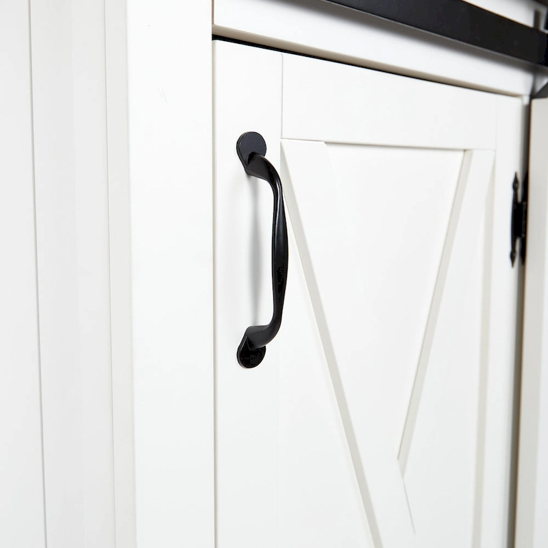 SEI Furniture Lankershim Modern Farmhouse White Wood Kitchen Cart