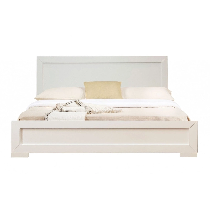HomeRoots White Solid and Manufactured Wood Queen Bed Frame