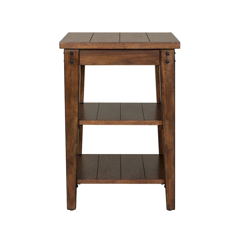 Lake House Rustic Brown Oak Tiered Table - W48 x D18 x H29