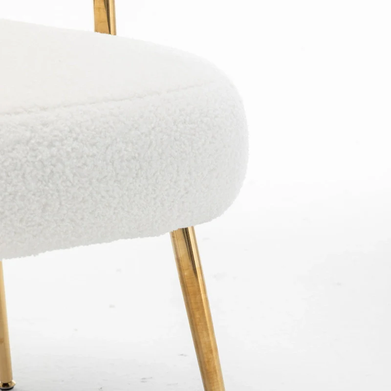 Modern Glam Upholstered Comfy Open-Back Accent Vanity Chair with Golden Legs