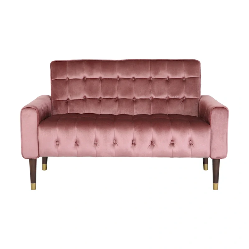Harnett Tufted Velvet Tapered Leg Loveseat by Christopher Knight Home