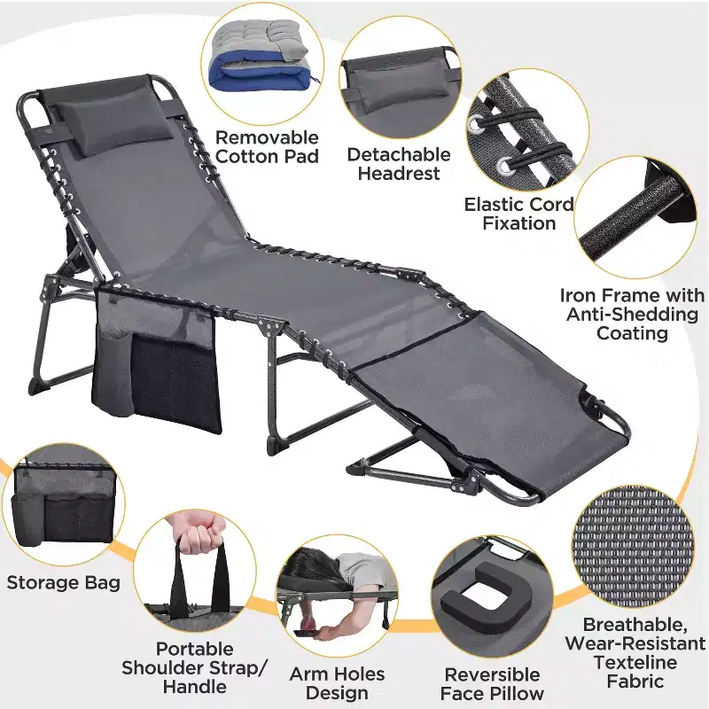 Yaheetech Folding Chair with Removable Padded Cushion and 5 Adjustable Position