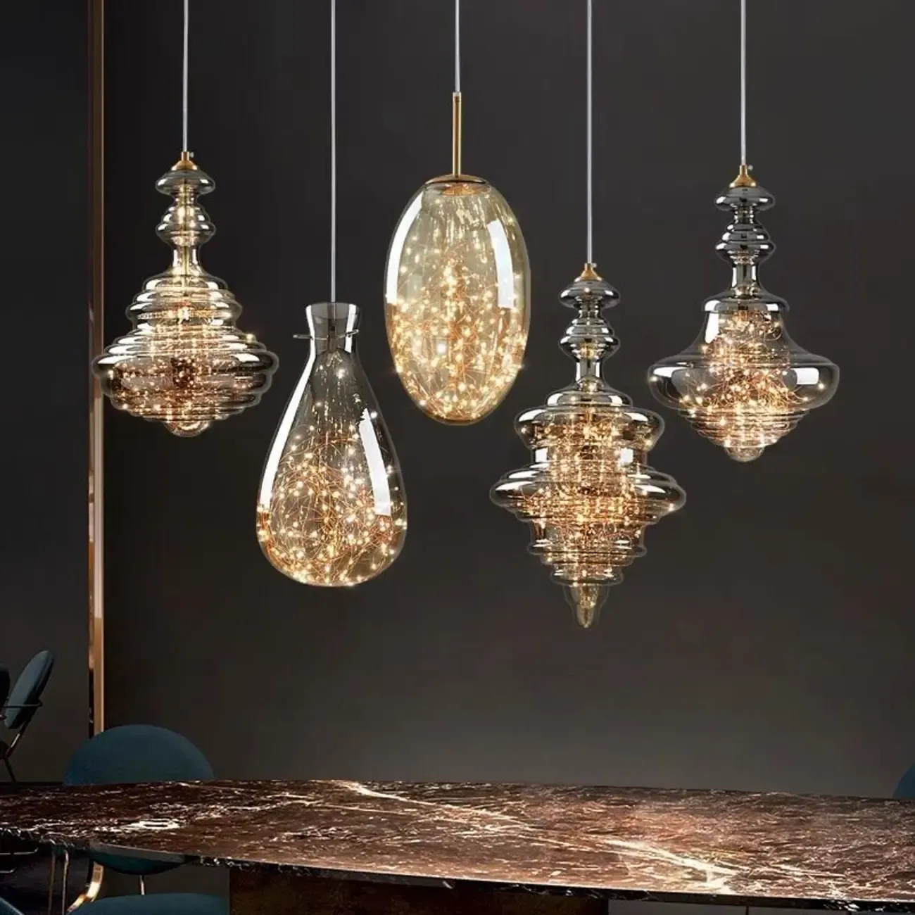 Modern Clear Glass Dining Room Pendant Light
