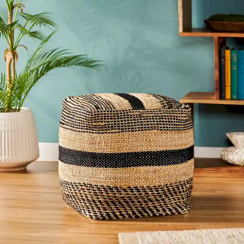 Caiman Handcrafted Boho Fabric Pouf by