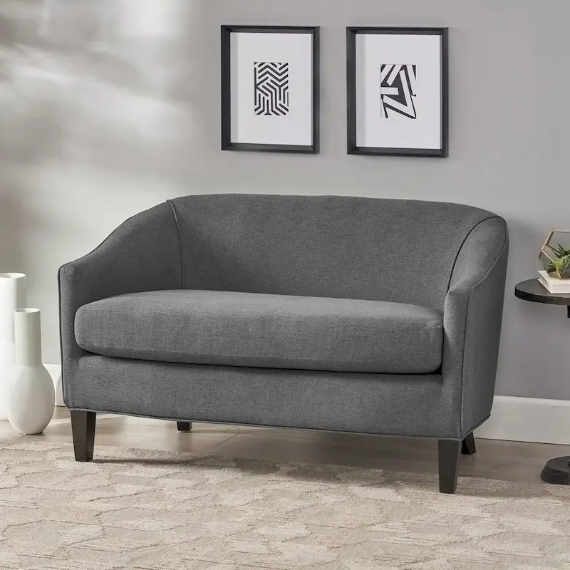 Polyester Fabric Loveseat with Padded Cushions