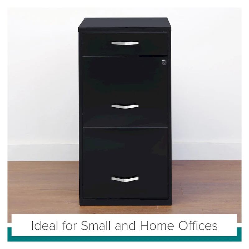 Black 3-Drawer Metal File Cabinet for 1 Person