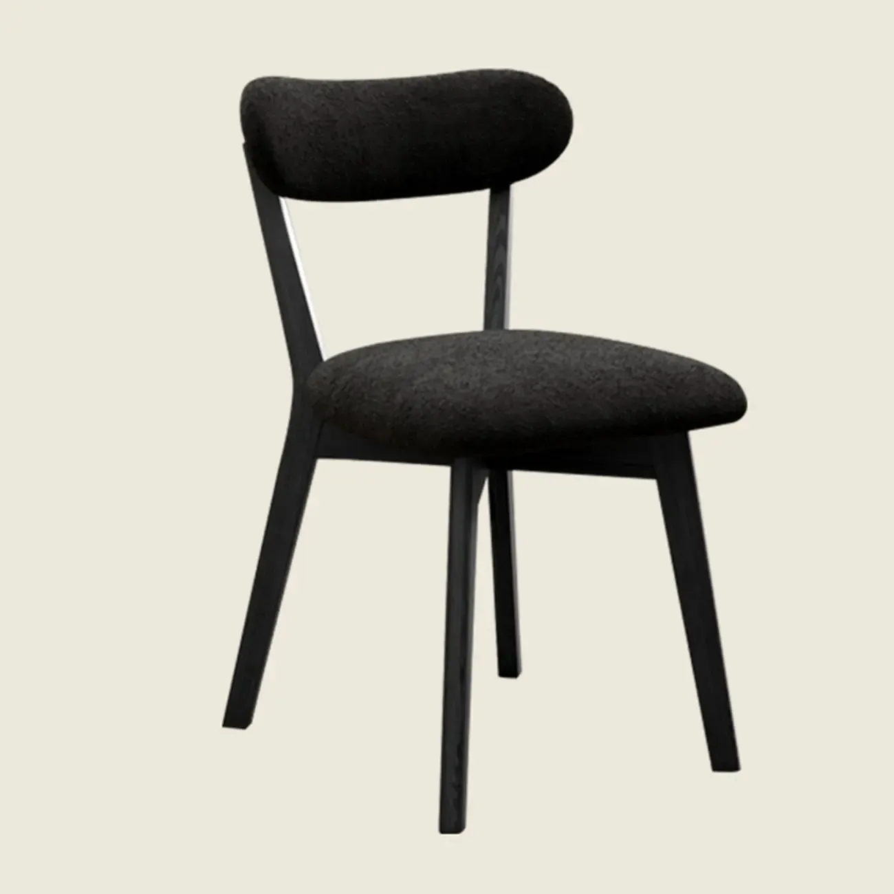 Walnut Wood Mid-Century Modern Upholstered Dining Chair