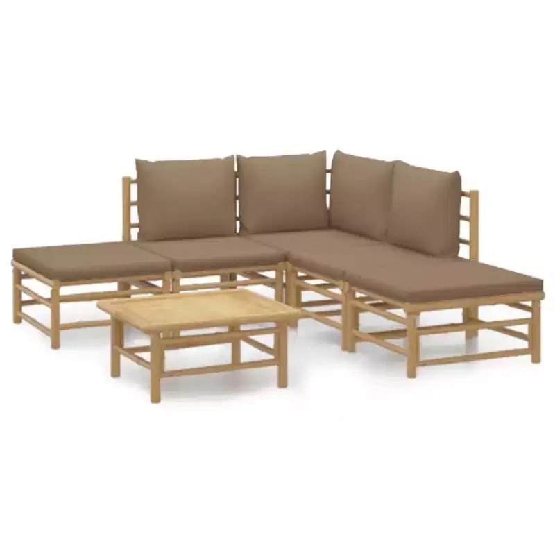 vidaXL Garden Lounge Set, Bamboo Bamboo, Fabric (100% polyester)