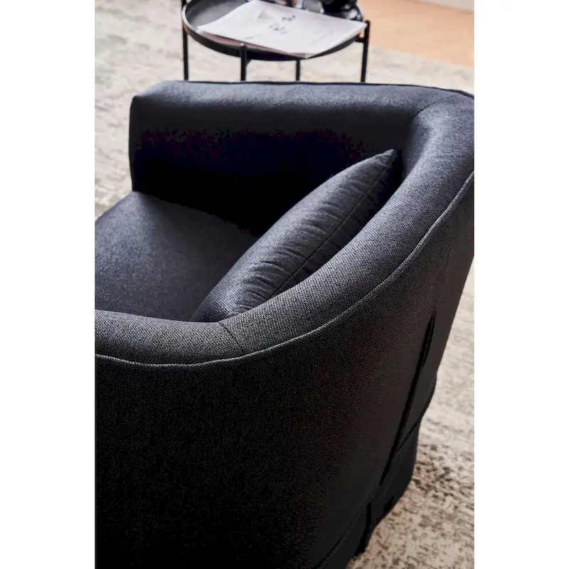 Swivel Barrel Chair With Ottoman, Swivel Accent Chairs Armchair, Reading Chairs, Round Barrel Chairs with Black Metal Base