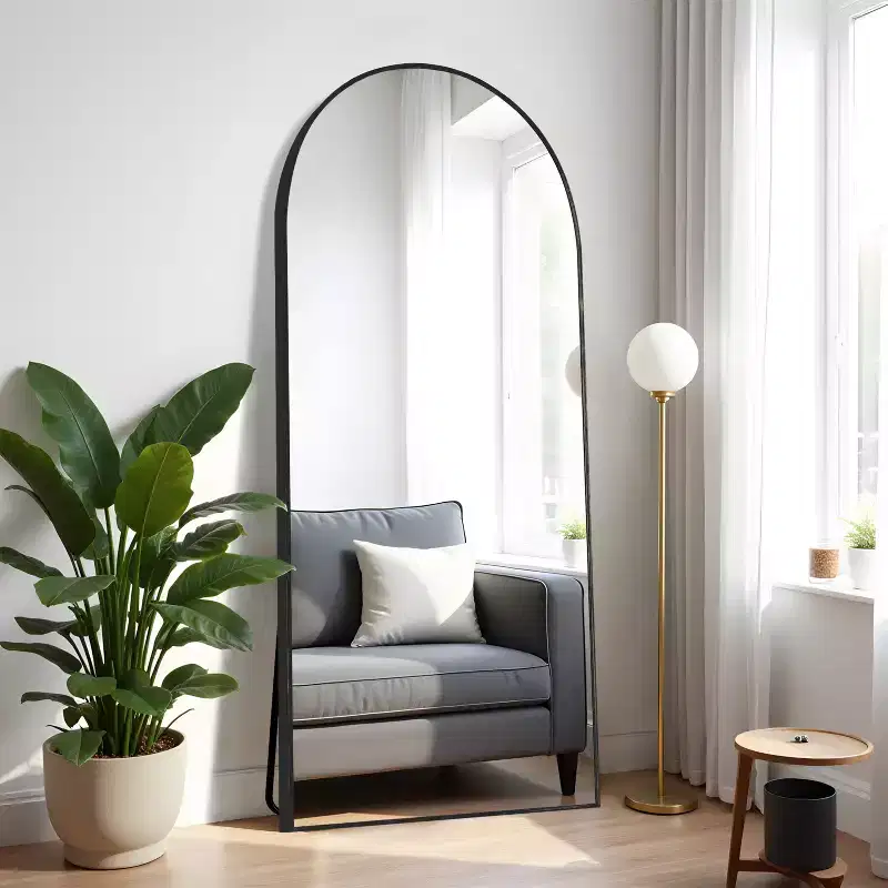 PexFix 71x31 Arch Metal Full Length Mirror Floor Mirror in Black