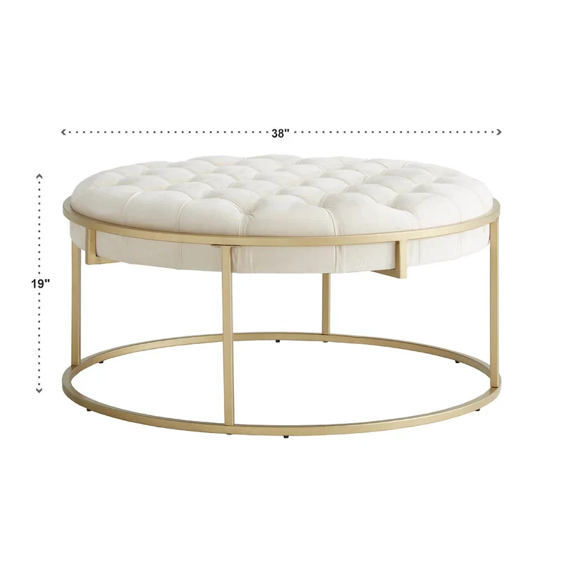 Gold Velvet Round Tufted Ottoman